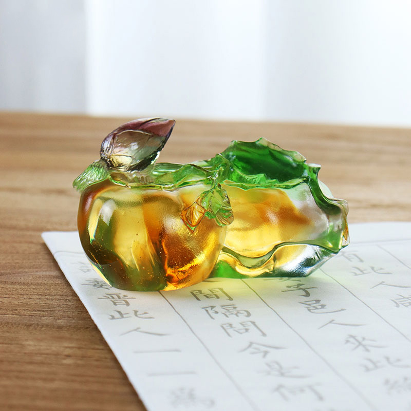 Ornamenti per sculture in vetro cristallo colorato a forma di cachi