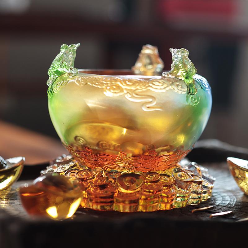 Ciotola del tesoro in vetro con cornucopia di cristallo