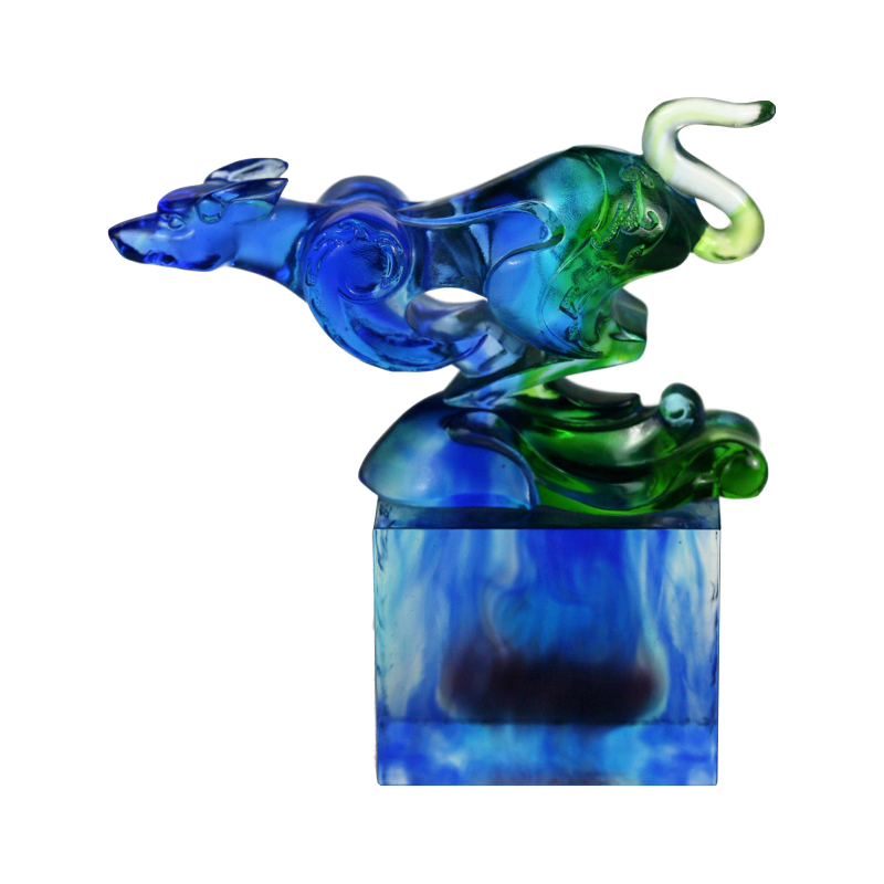 Ornamento con sigillo in vetro classico blu-verde