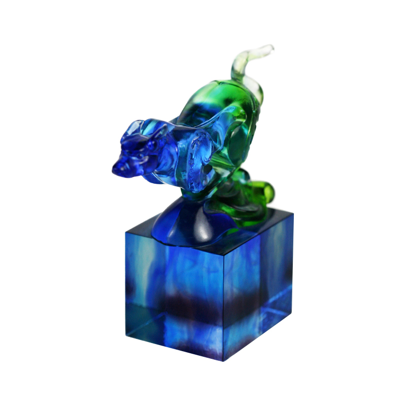 Ornamento con sigillo in vetro classico blu-verde