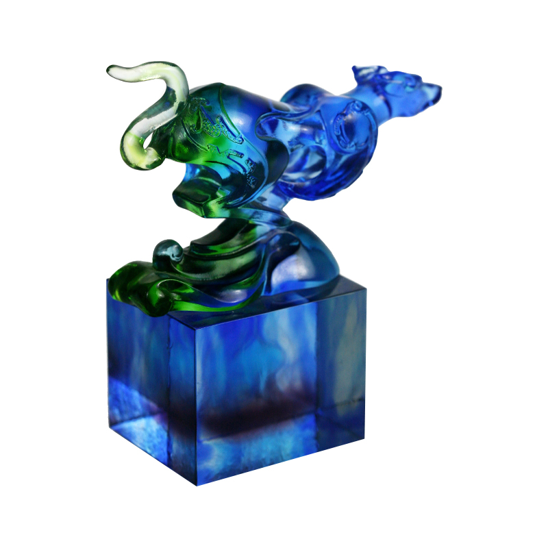 Ornamento con sigillo in vetro classico blu-verde