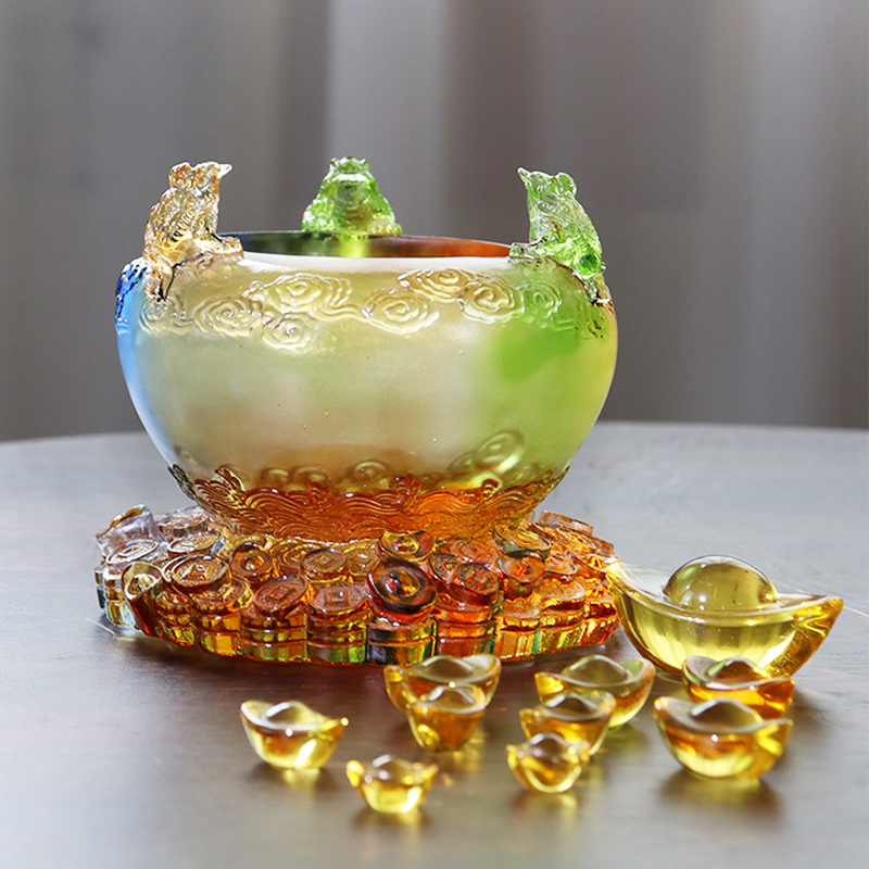 Ciotola del tesoro in vetro con cornucopia di cristallo