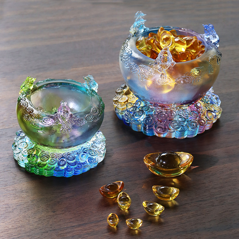 Ciotola del tesoro in vetro con cornucopia di cristallo