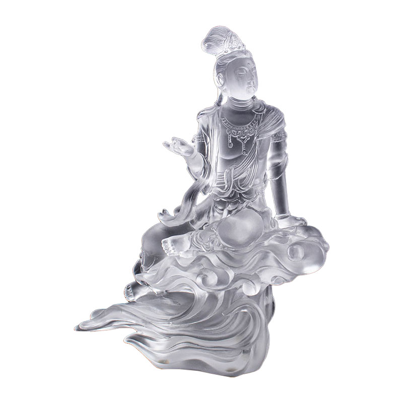 Avalokiteśvara Bodhisattva Scultura in vetro trasparente