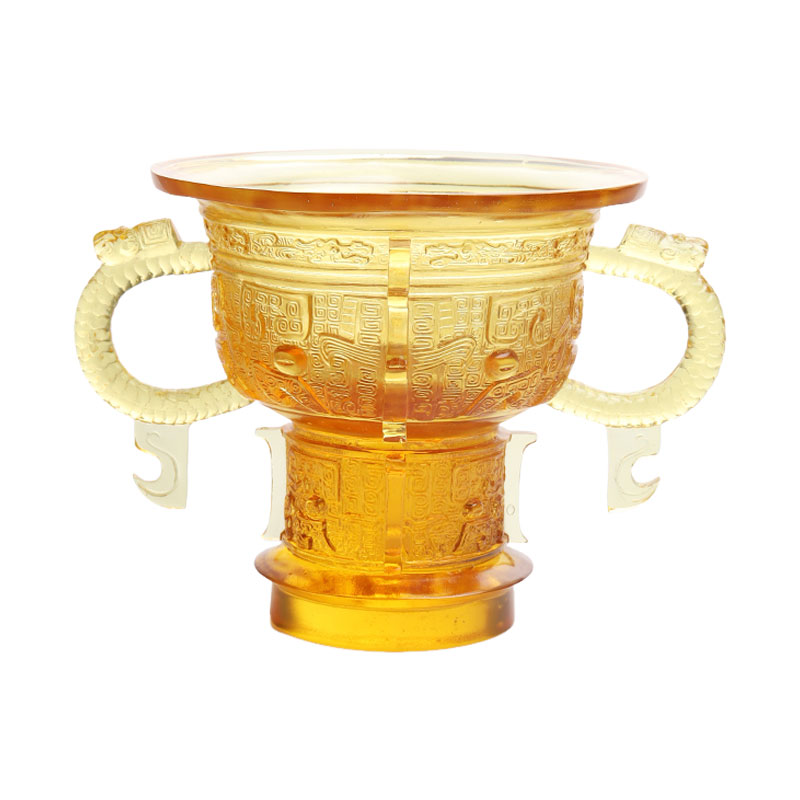 Treppiede cinese con manico a forma di orecchie di drago e motivo a spine