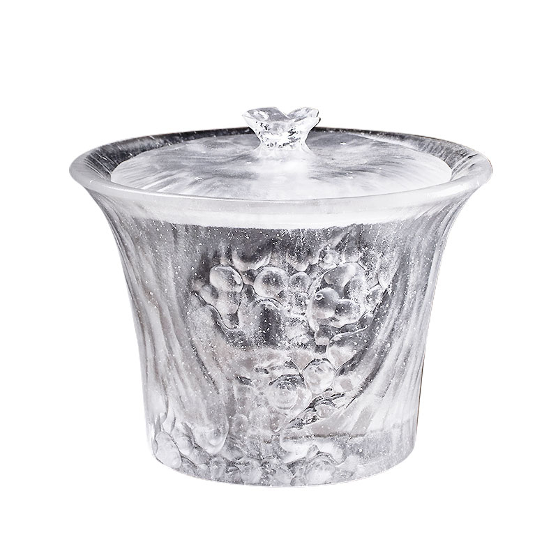 Set di tazze da tè trasparenti con coperchi