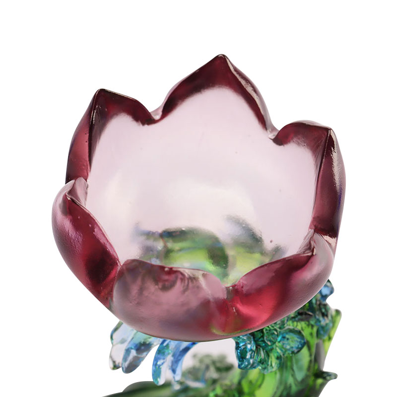 Candeliere a forma di loto in vetro cristallo