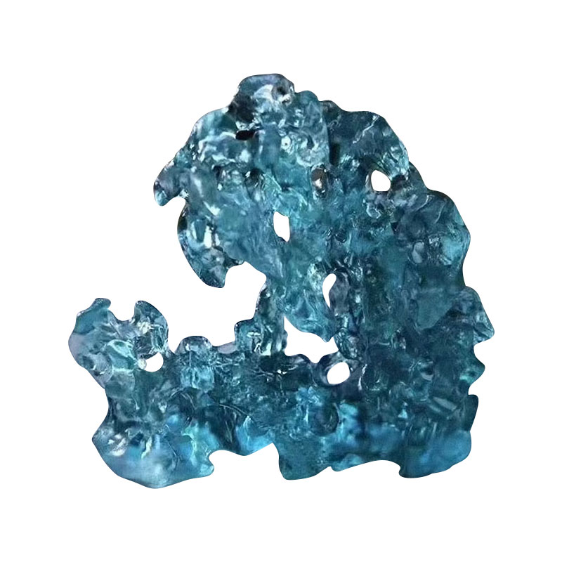 Ornamenti in vetro colorato blu a forma di roccia