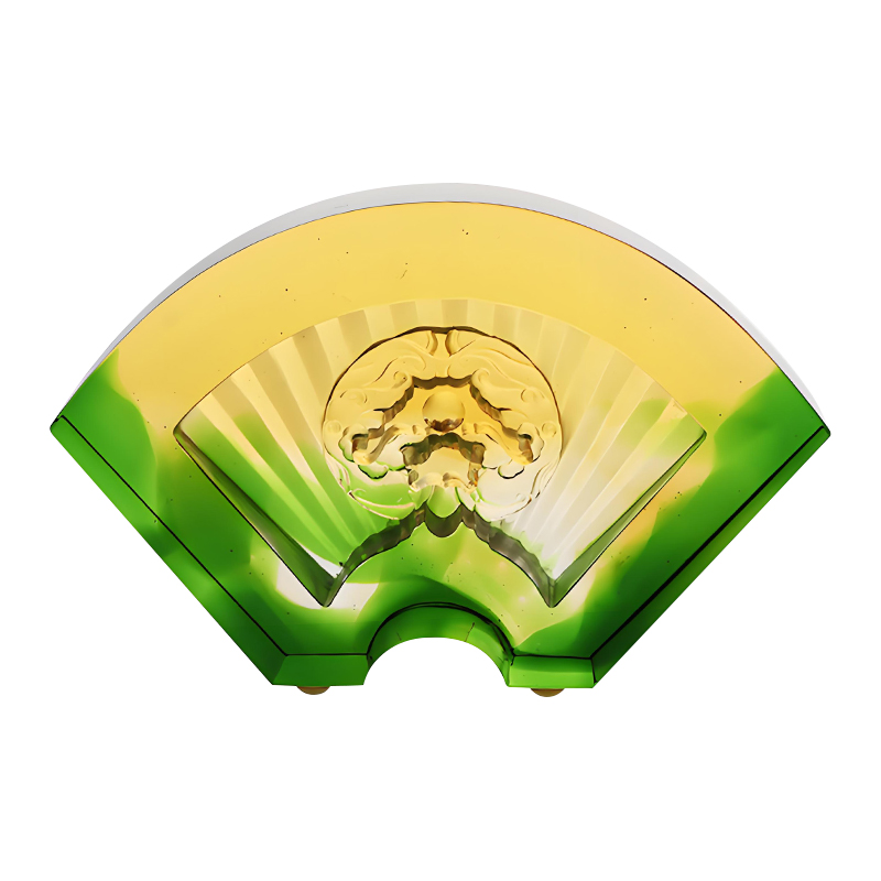 Ornamenti cinesi in vetro smaltato a forma di ventaglio