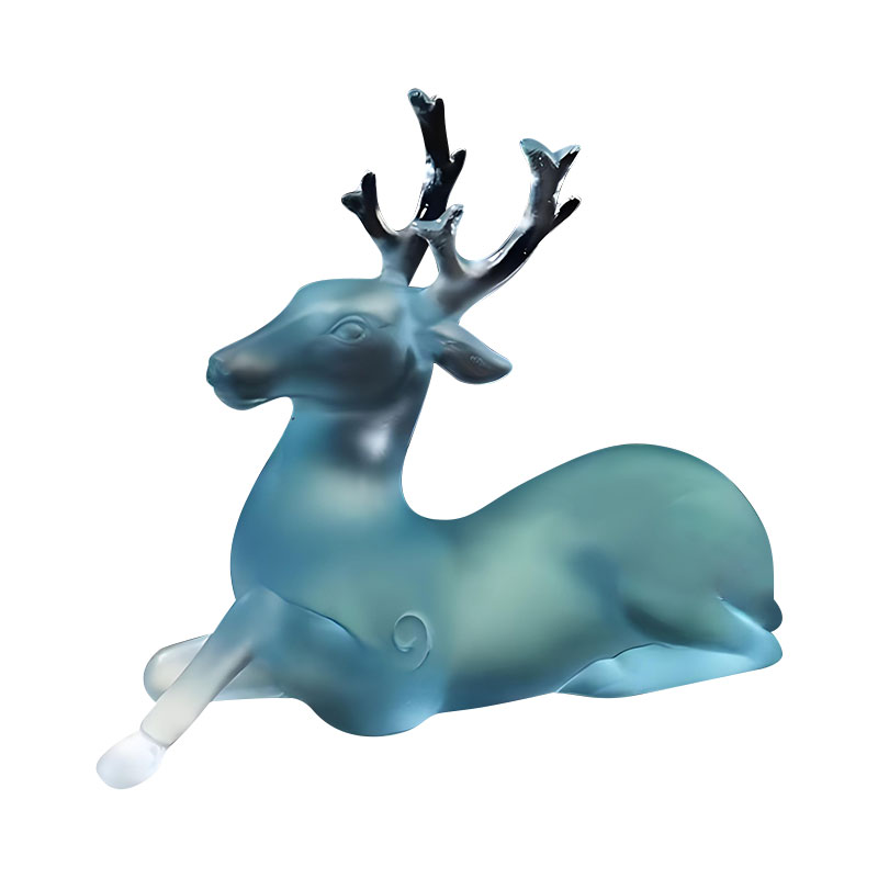 Porta scopino in vetro blu a forma di cervo