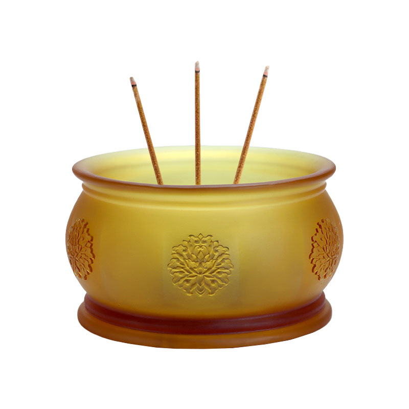 Set di offerte in vetro dorato per altare buddista della serie