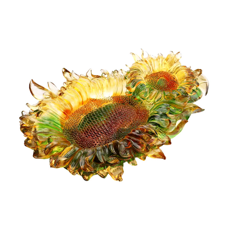 Vassoio per frutta in vetro smaltato colorato a forma di girasole