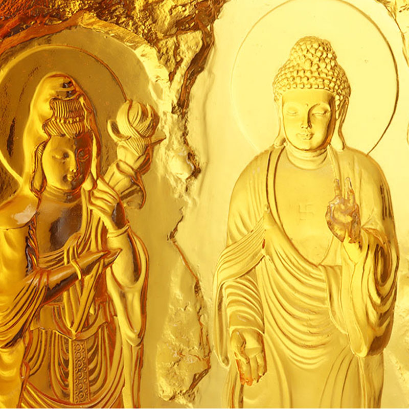 Statua di figurine di vetro di Buddha di tre santi occidentali