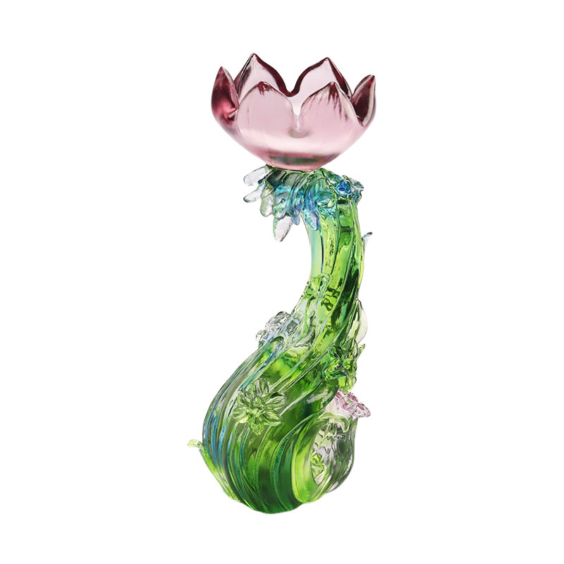 Candeliere a forma di loto in vetro cristallo