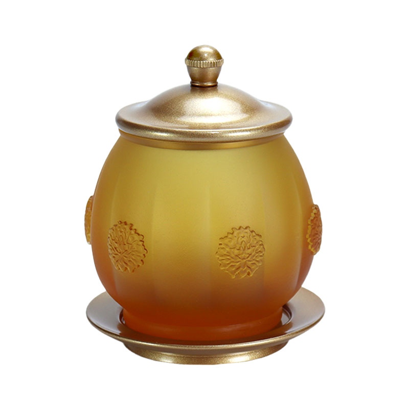 Set di offerte in vetro dorato per altare buddista della serie