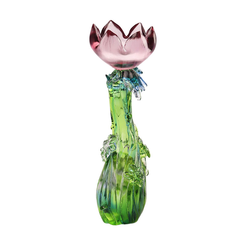 Candeliere a forma di loto in vetro cristallo