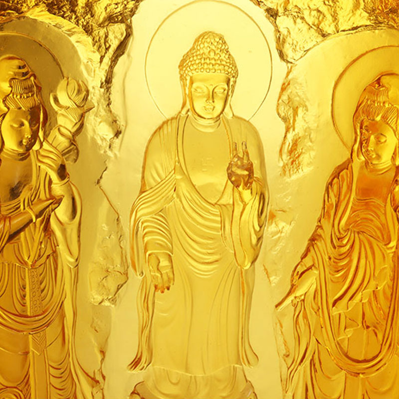 Statua di figurine di vetro di Buddha di tre santi occidentali