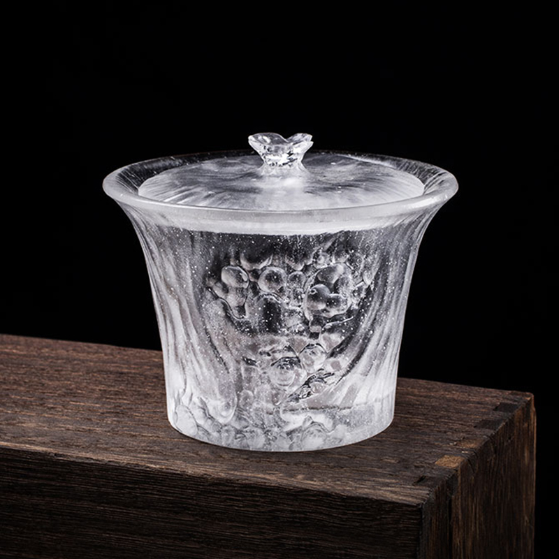 Set di tazze da tè trasparenti con coperchi