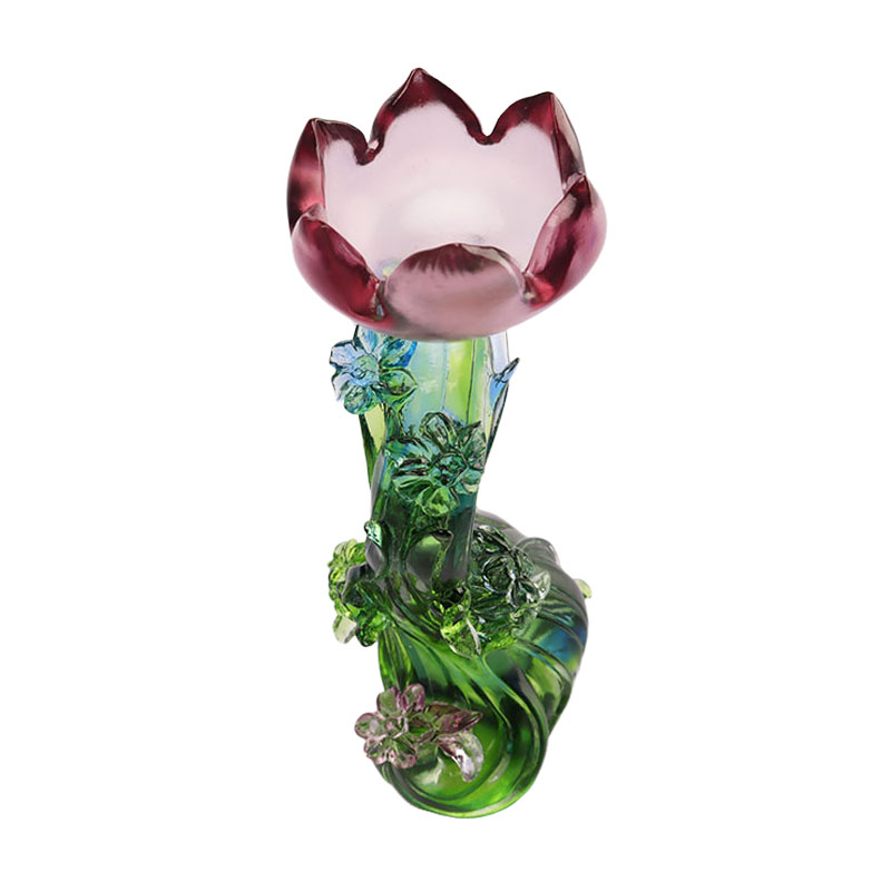 Candeliere a forma di loto in vetro cristallo