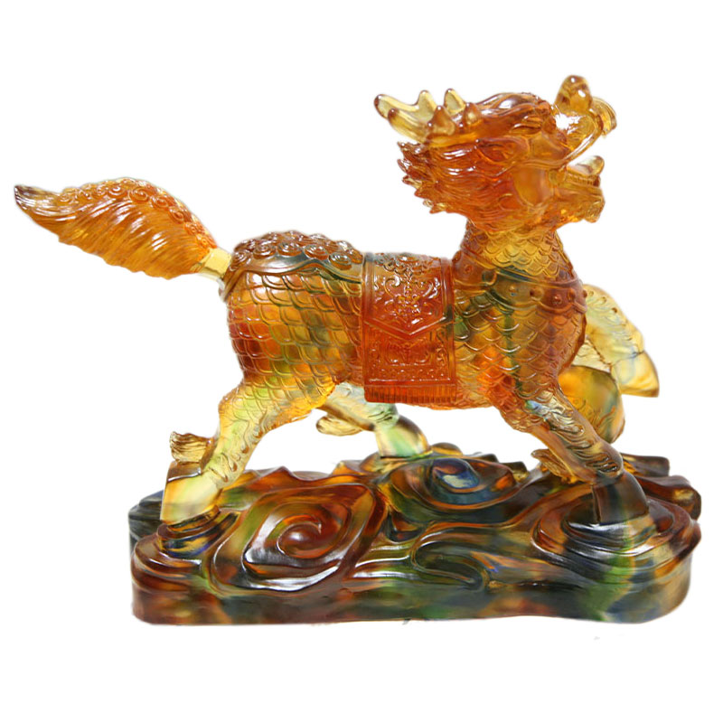 Ornamenti di figurine Kirin in vetro cristallo