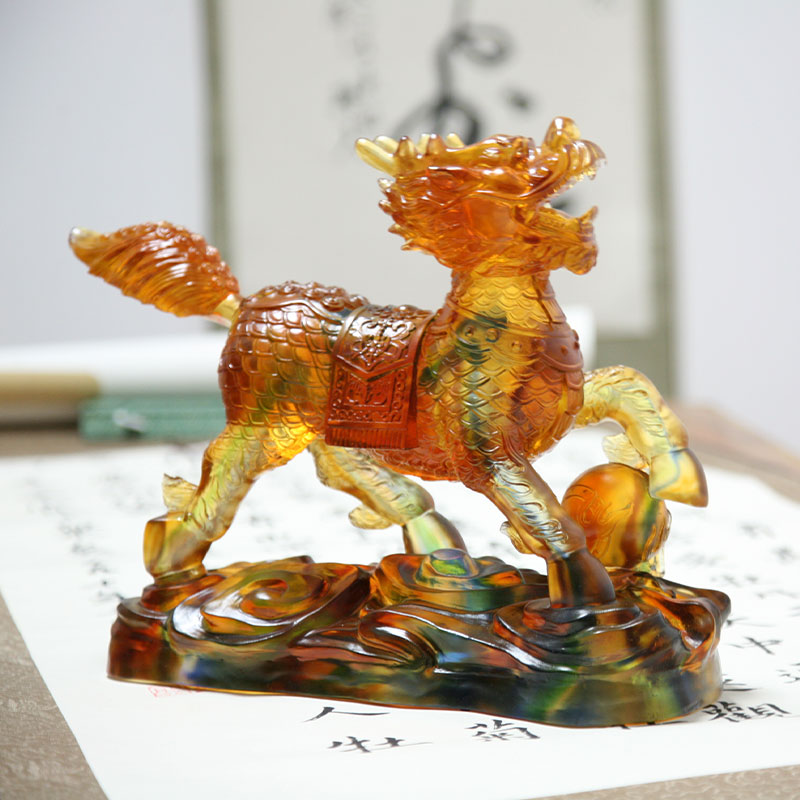 Ornamenti di figurine Kirin in vetro cristallo