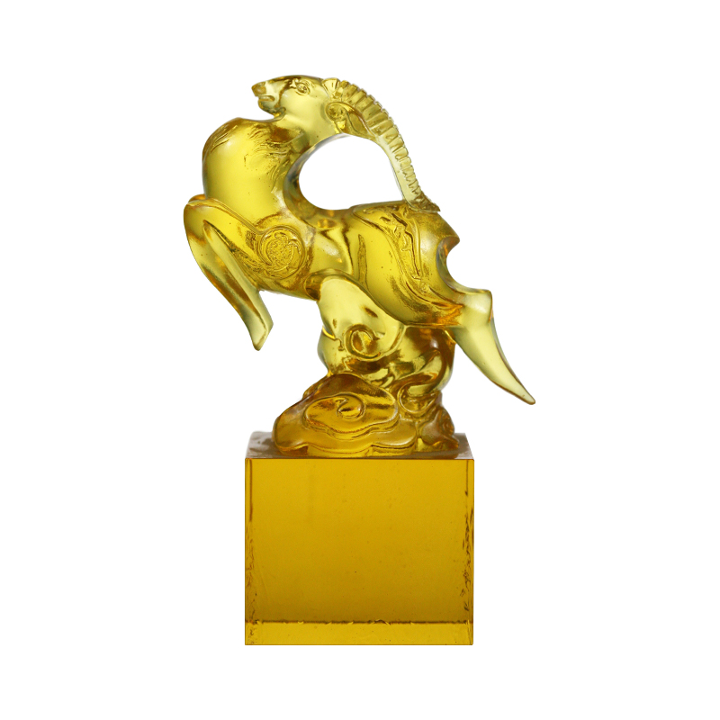 Sigillo in cristallo di vetro a forma di pecora trasparente oro