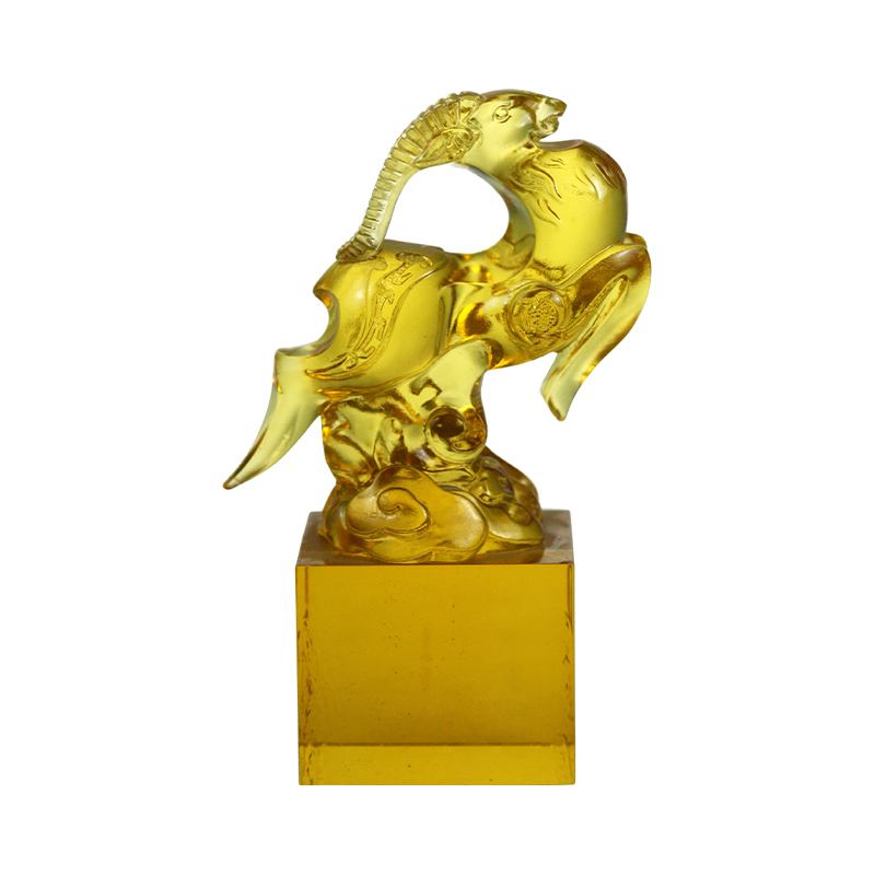 Sigillo in cristallo di vetro a forma di pecora trasparente oro