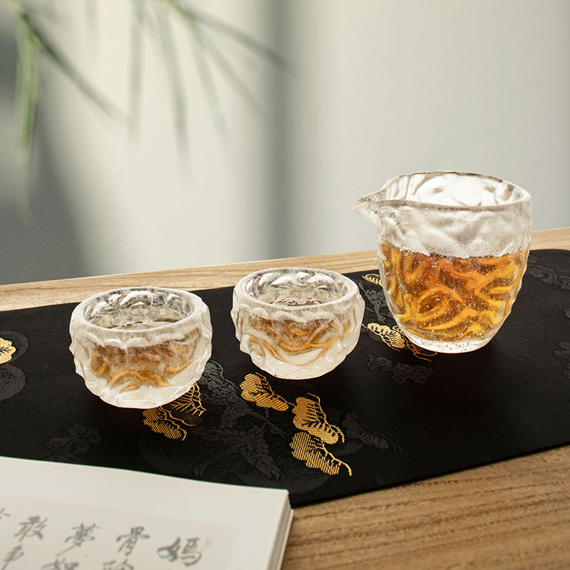 Set di tazze da tè in vetro trasparente con motivo a bolle per l'uso in riunioni in ufficio a casa