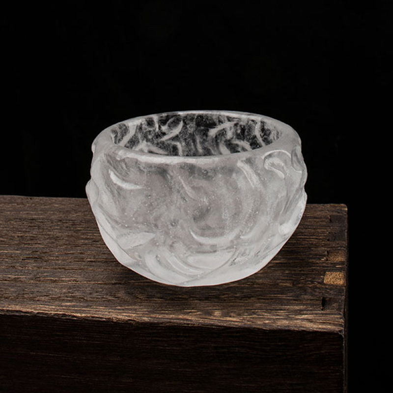 Set di tazze da tè in vetro trasparente con motivo a bolle per l'uso in riunioni in ufficio a casa