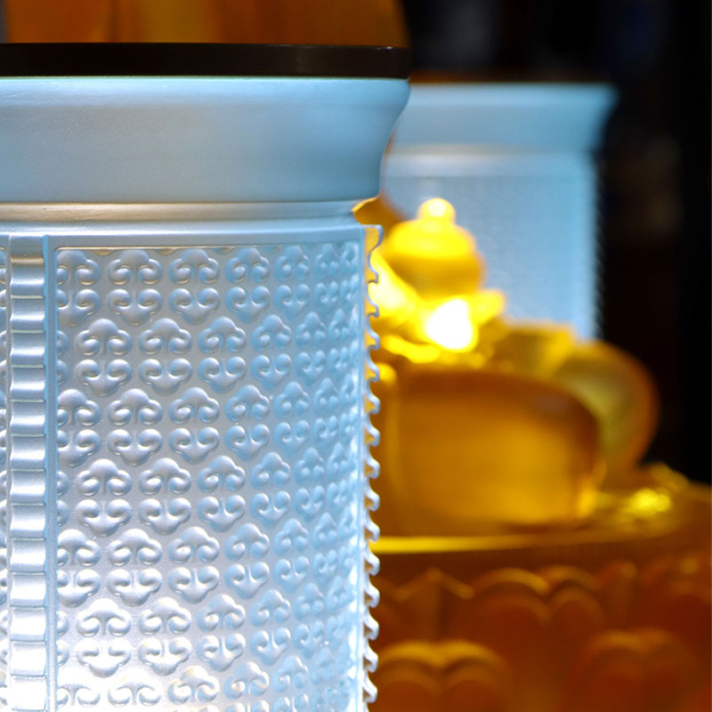 Set di offerte per altare buddista in vetro serie Ruyi azzurro