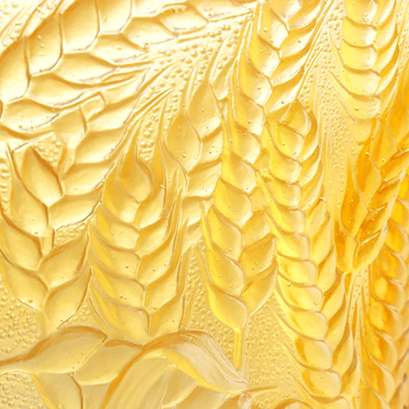 Vaso in vetro ambrato con spighe di grano in rilievo