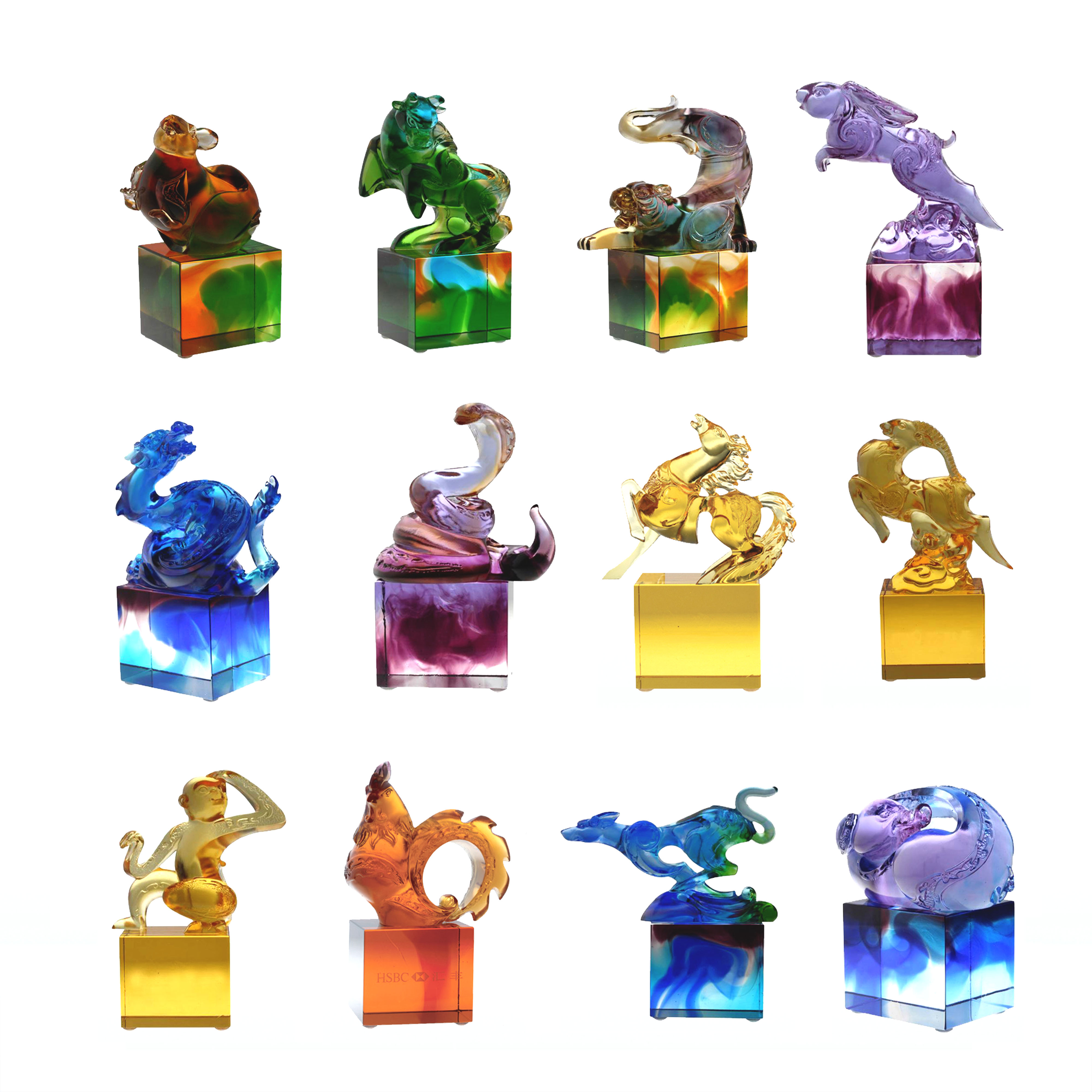 Ornamento con sigillo in vetro classico blu-verde